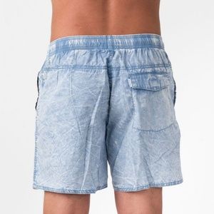 Afends acid wash blue walk short